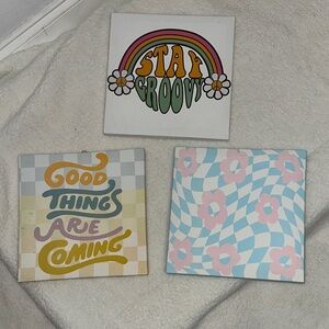 Stay Groovy & Good Things Are Coming Set — Retro Pastel Wall Art Prints